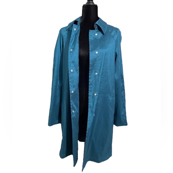 MYCRA PAC Rain Coat Short Length Peacock Teal Color Lace Lining - Picture 15 of 15